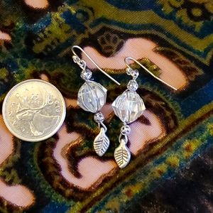 Glass and Sterling Silver Plate Leaf Earings 2 for 25$